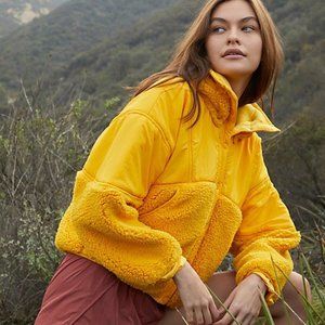 NWT Free People Movement Adventure Awaits Yellow Sherpa Outdoors Fleece Jacket